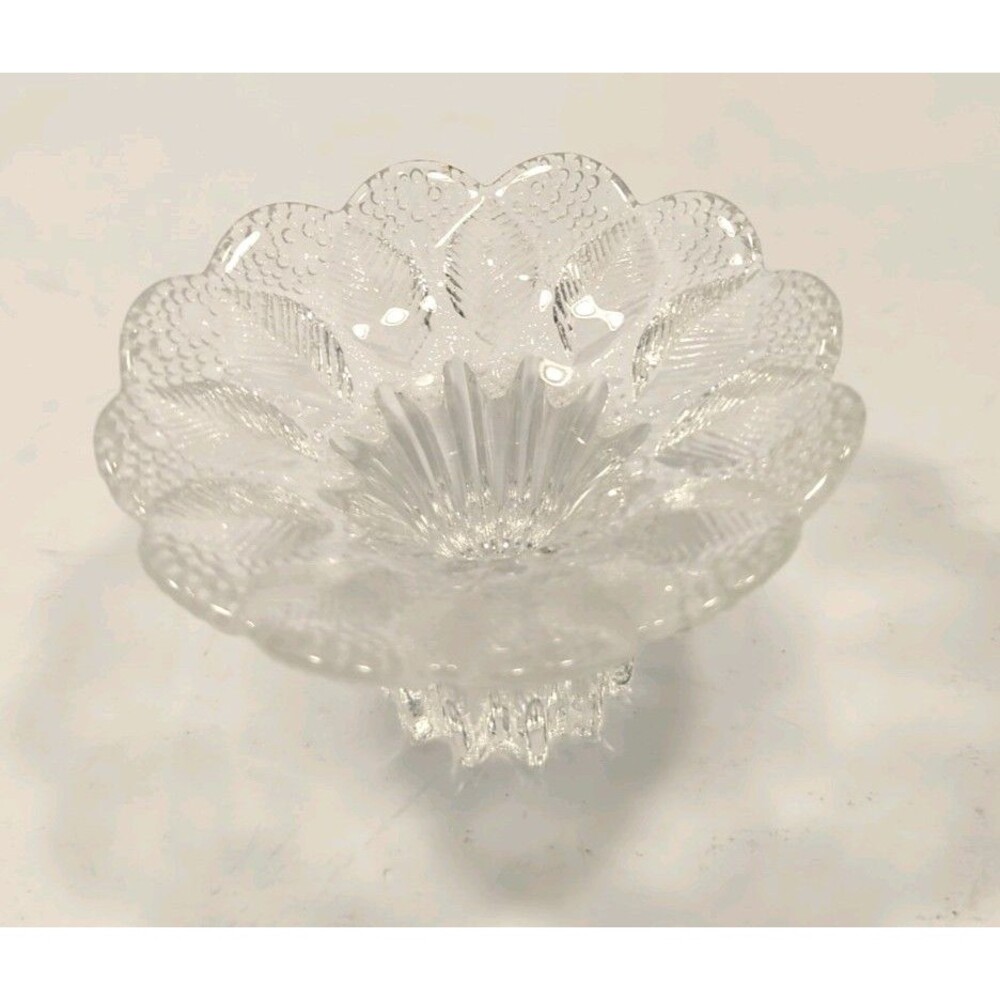 Lausitzer Glass Crystal Medea Textured Dew Drop & Leaf East German Bowl